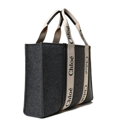 Chloe Felt Large Woody Ribbon Tote Cashmere Grey 3 of 12