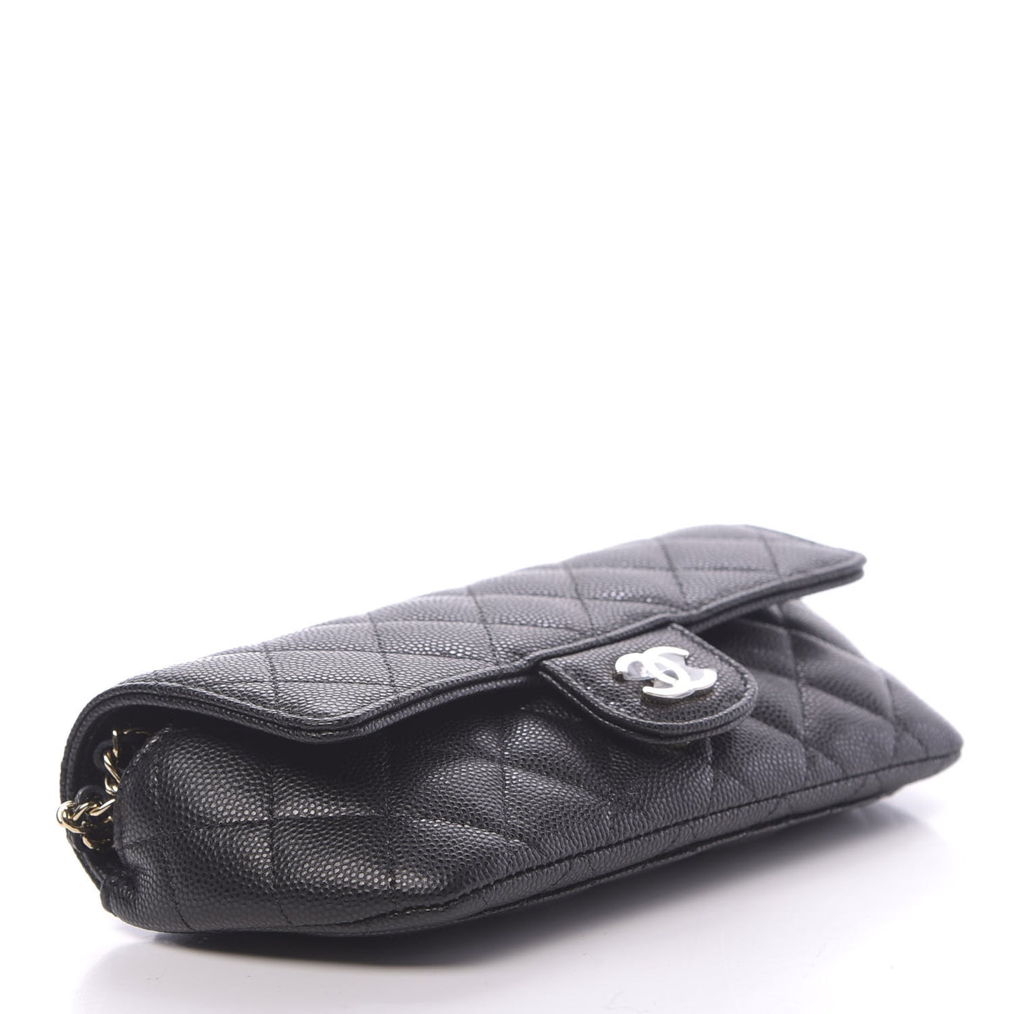 Caviar Quilted Glasses Case With Chain Black