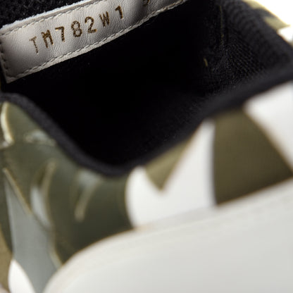 Valentino Garavani Canvas Calfskin Camustars Rockstud Slip On Sneakers 37 Army Green White 10 of 10