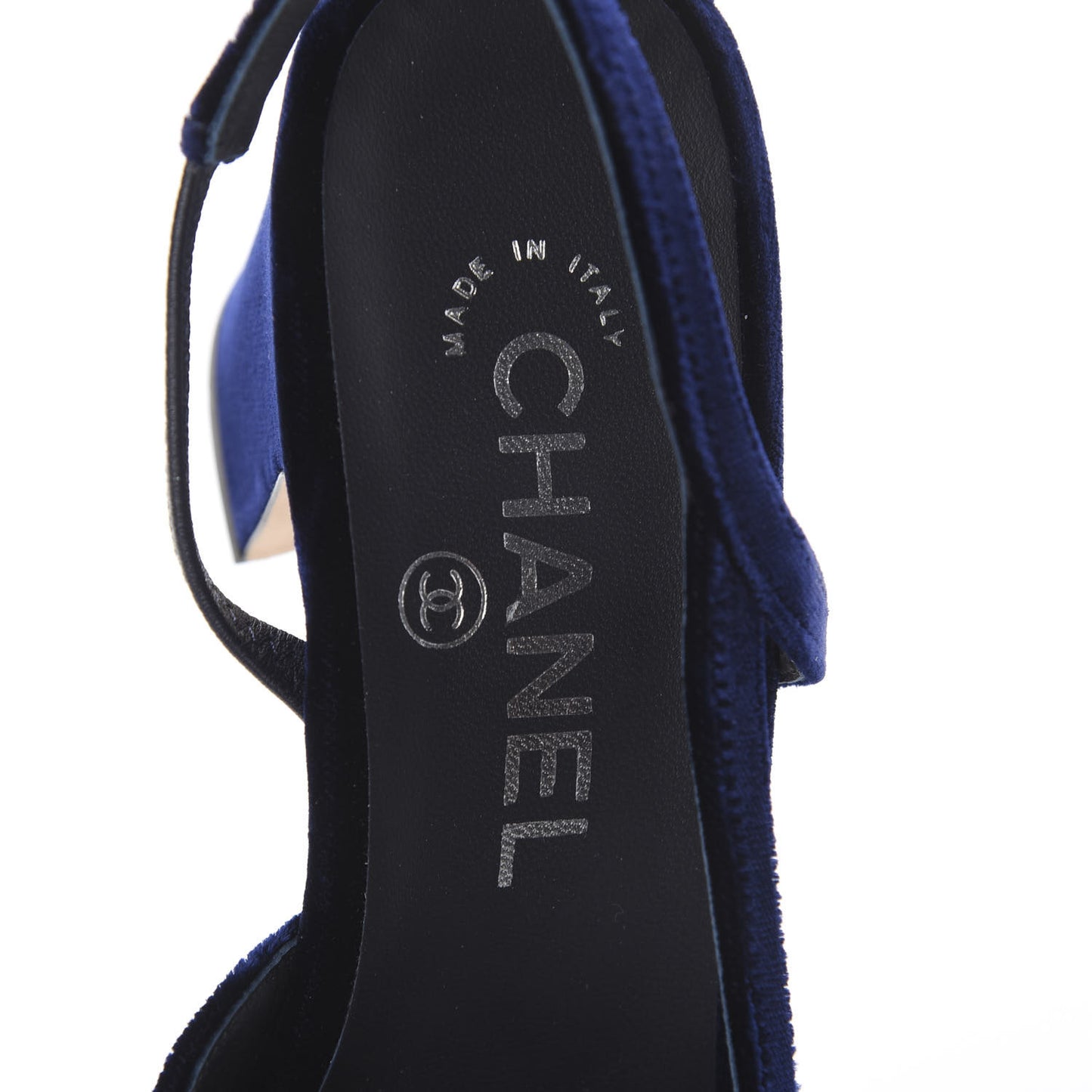 Velvet Grosgrain Cap Toe CC Slingback Pumps 36.5 Blue Black