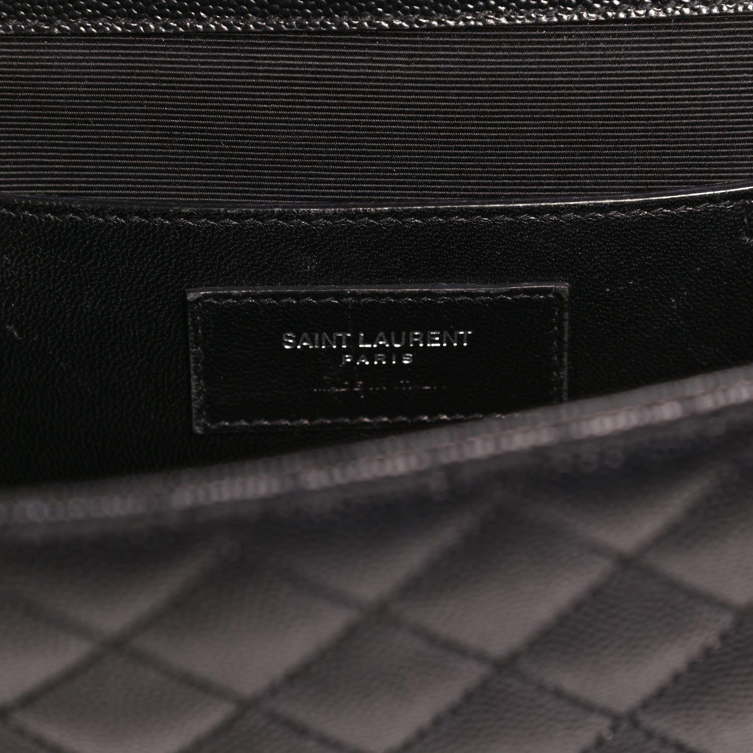 Saint Laurent Grain De Poudre Textured Mixed Matelasse Triquilt Medium Monogram Satchel Black 6 of 13
