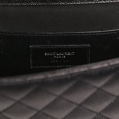 Saint Laurent Grain De Poudre Textured Mixed Matelasse Triquilt Medium Monogram Satchel Black 6 of 13
