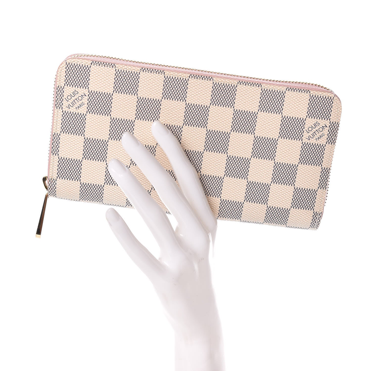 Louis Vuitton Damier Azur Zippy Wallet Rose Ballerine 2 of 7