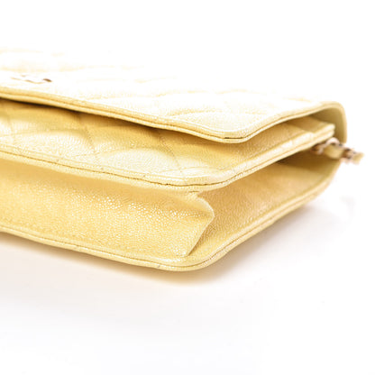 Chanel Iridescent Caviar Quilted Wallet on Chain WOC Yellow 6 of 11