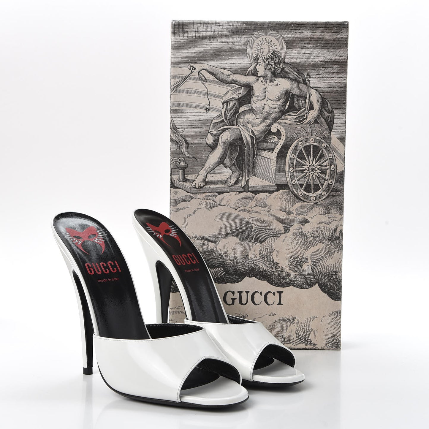 Polished Calfskin Scarlet High Heel Slide Sandals 40 Great White