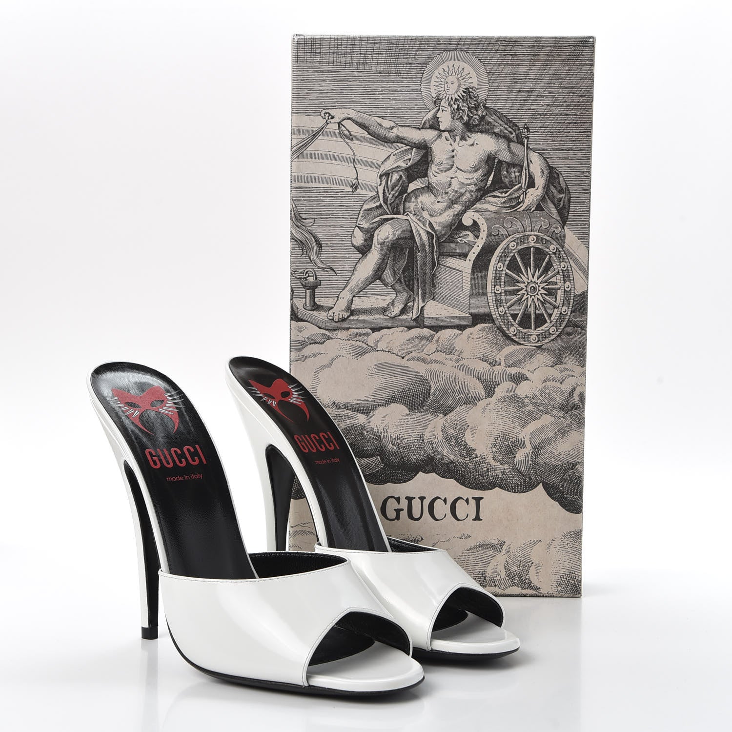 Gucci Polished Calfskin Scarlet High Heel Slide Sandals 40 Great White 11 of 11
