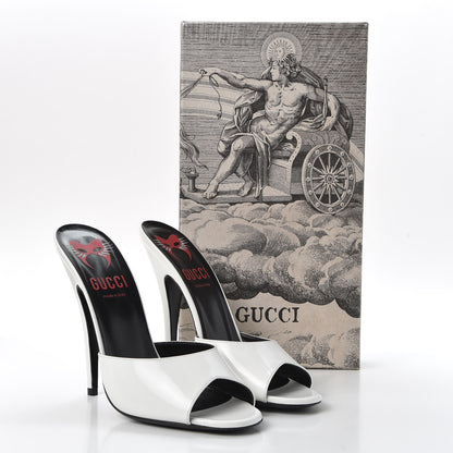 Gucci Polished Calfskin Scarlet High Heel Slide Sandals 40 Great White 11 of 11