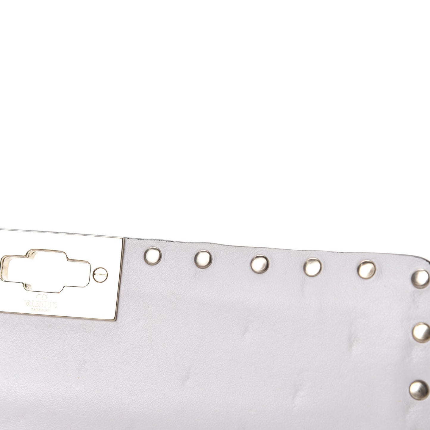 Lambskin VLTN Print Medium Rockstud Spike Shoulder Bag Optic White Black