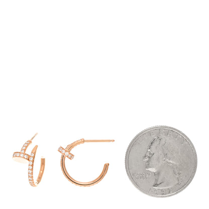 Cartier 18K Pink Gold Diamond Juste Un Clou Pave Hoop Earrings 2 of 6