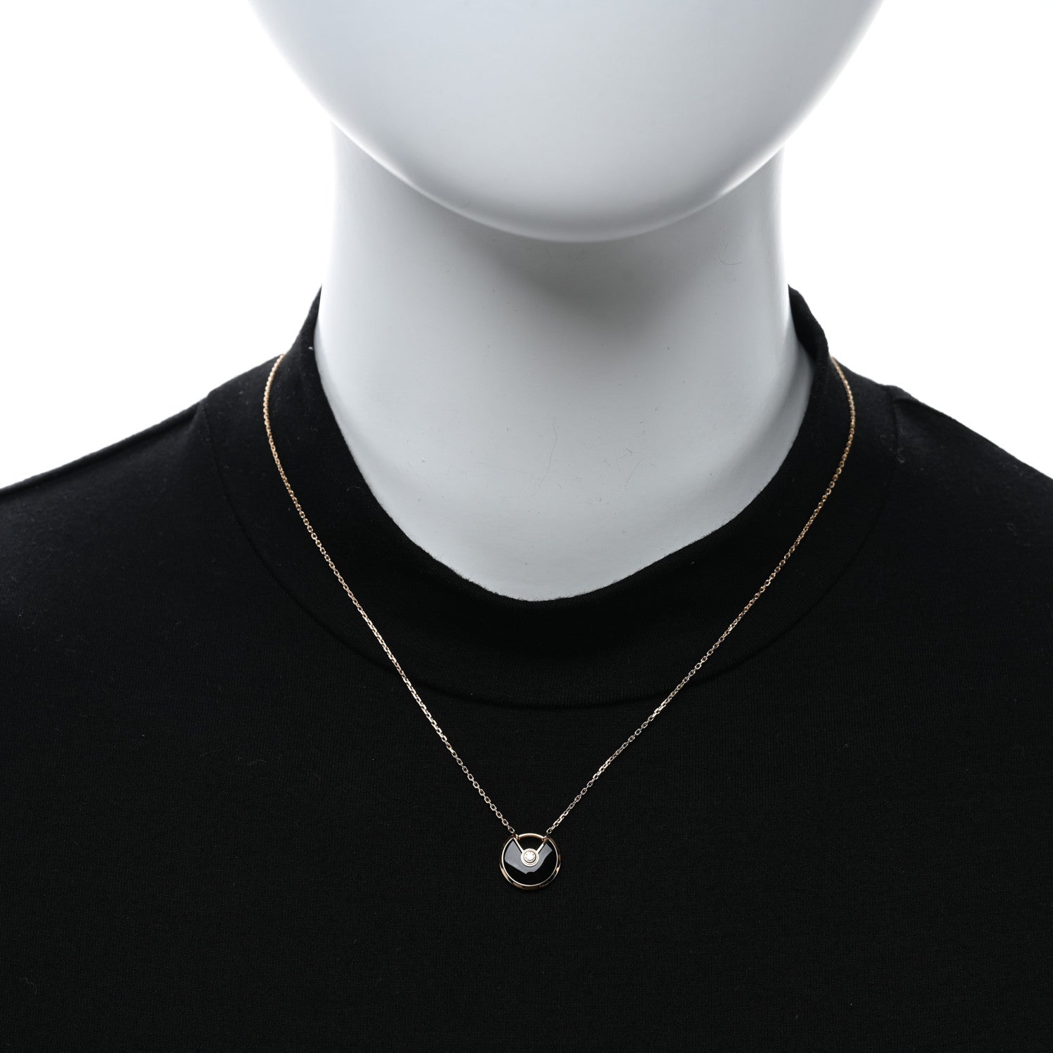 Cartier 18K Pink Gold Diamond Black Onyx XS Amulette de Cartier Pendant Necklace 2 of 5