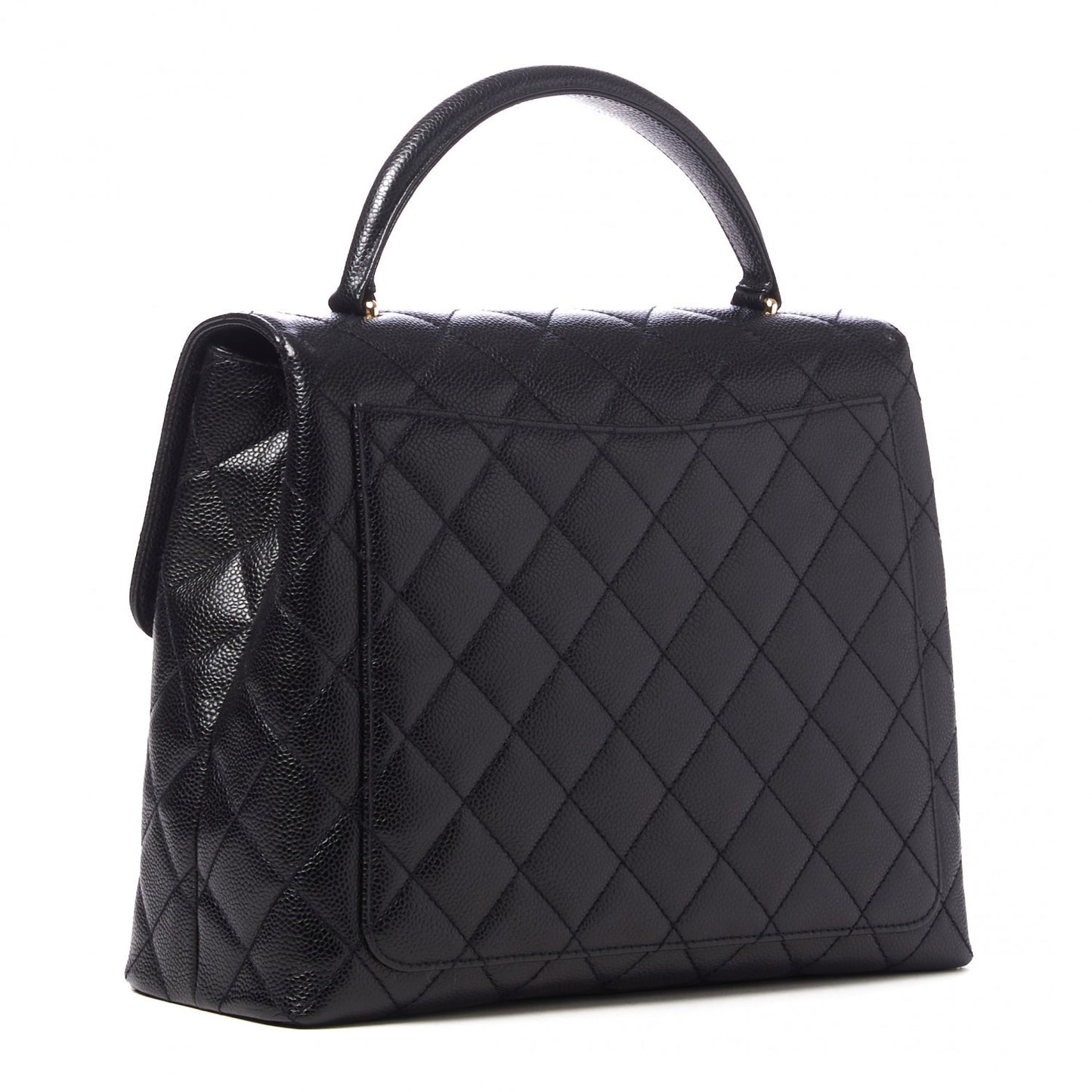 Caviar Quilted Jumbo Kelly Flap Black