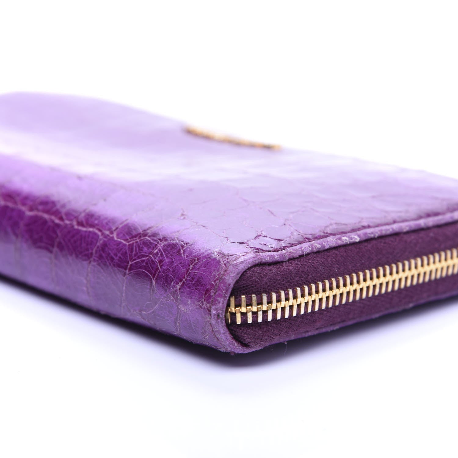 Miu Miu Patent Crocodile Embossed Wallet Purple 8 of 8