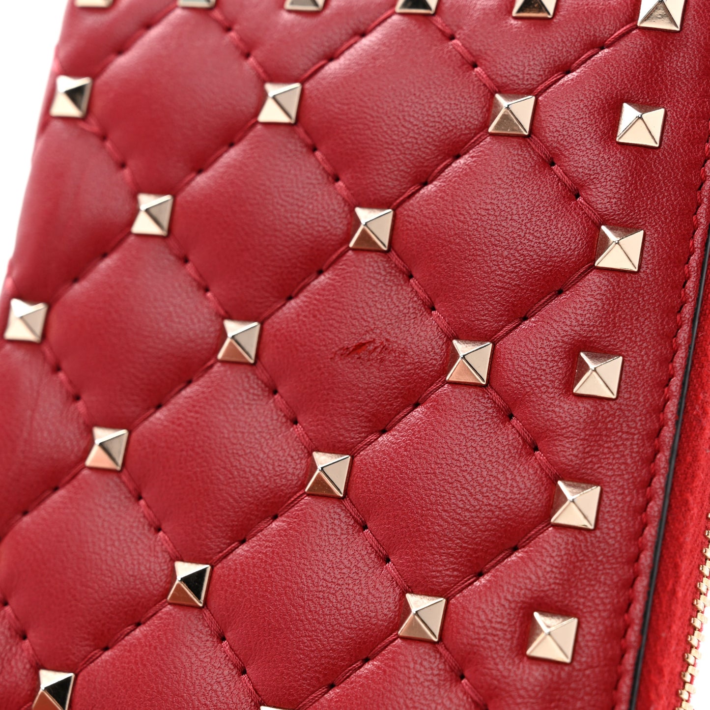 Nappa Rockstud Spike Zip Around Wallet Rubino