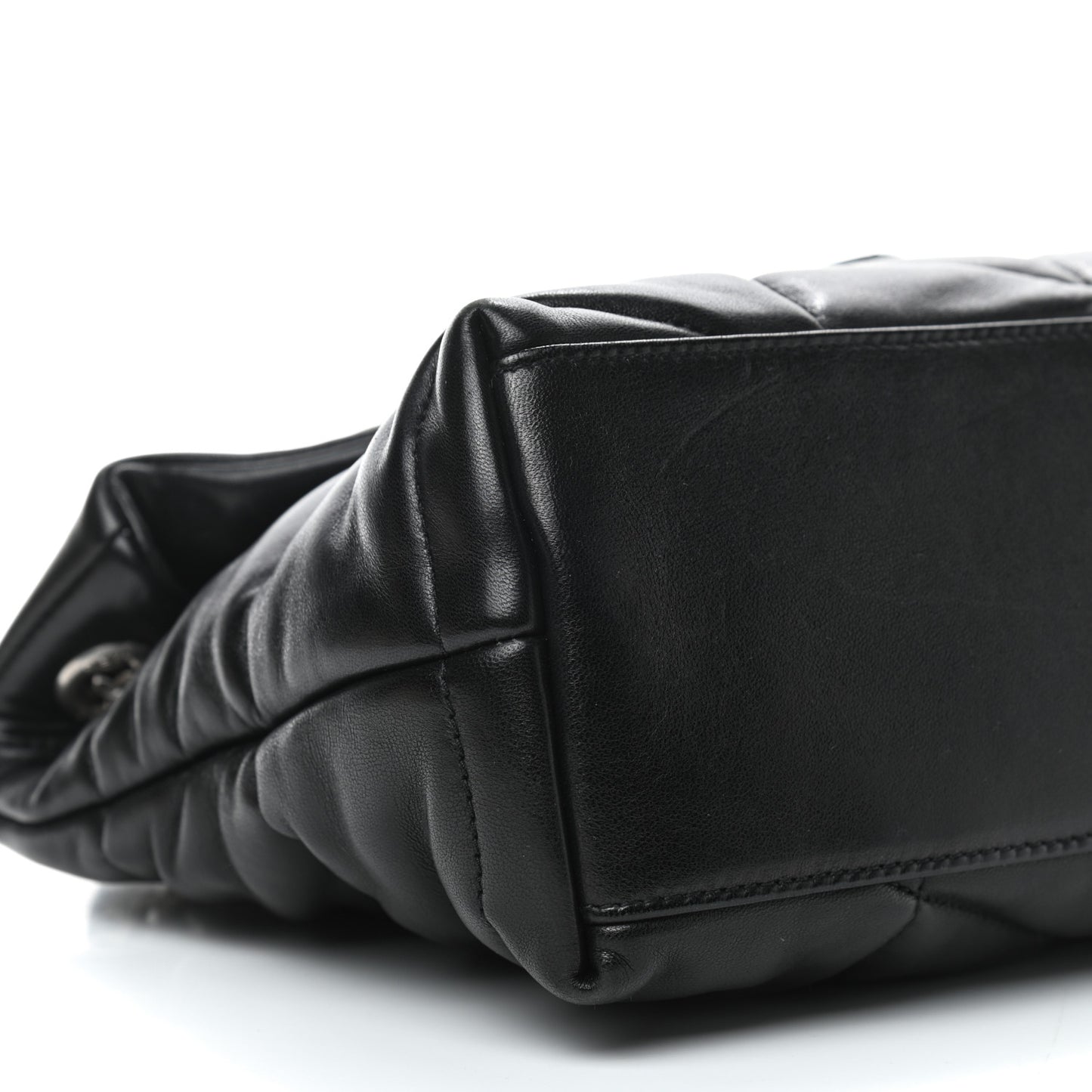 Lambskin Quilted Small Loulou Puffer Monogram Chain Satchel Black