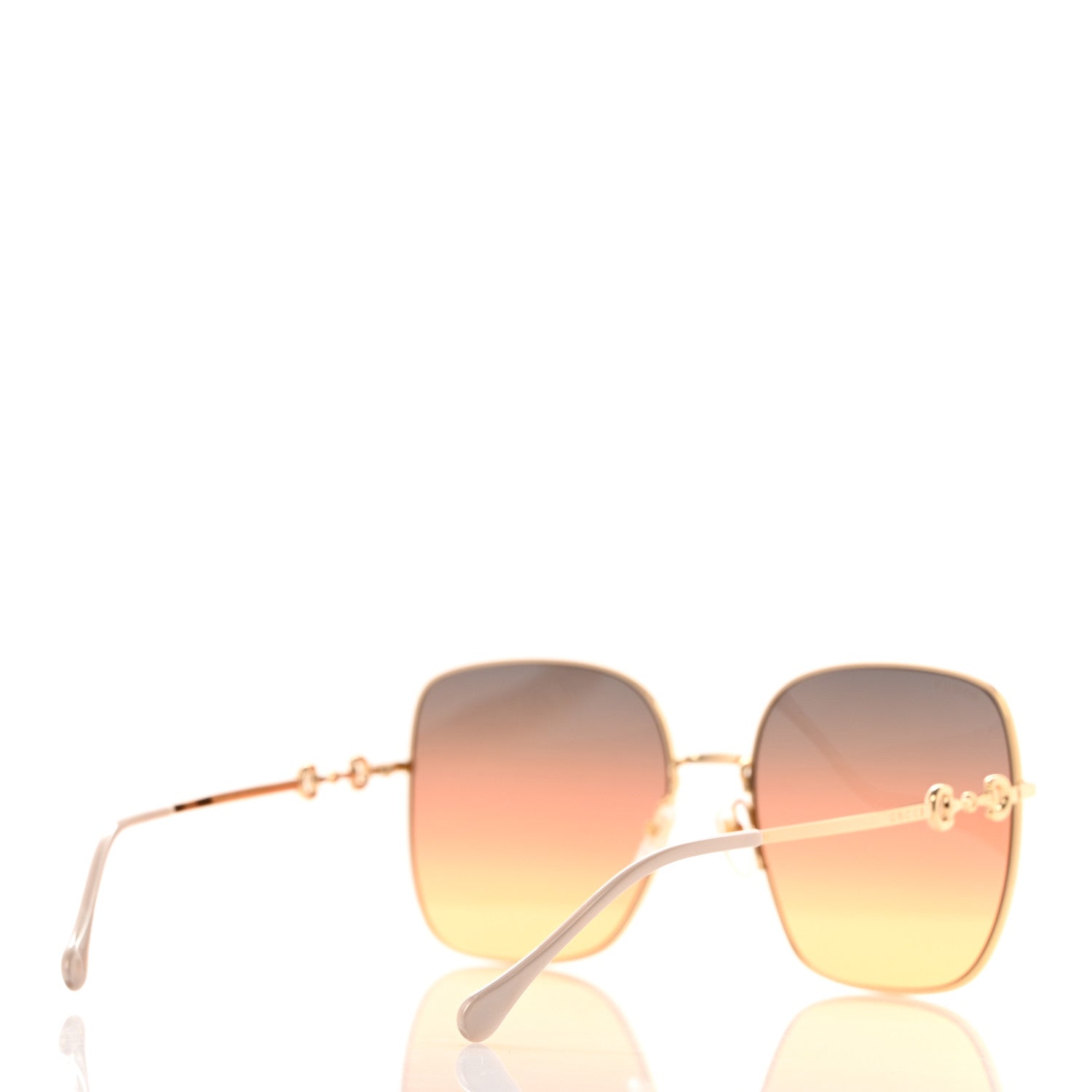 Gucci Metal Horsebit Square Sunglasses GG0879S Gold 4 of 8