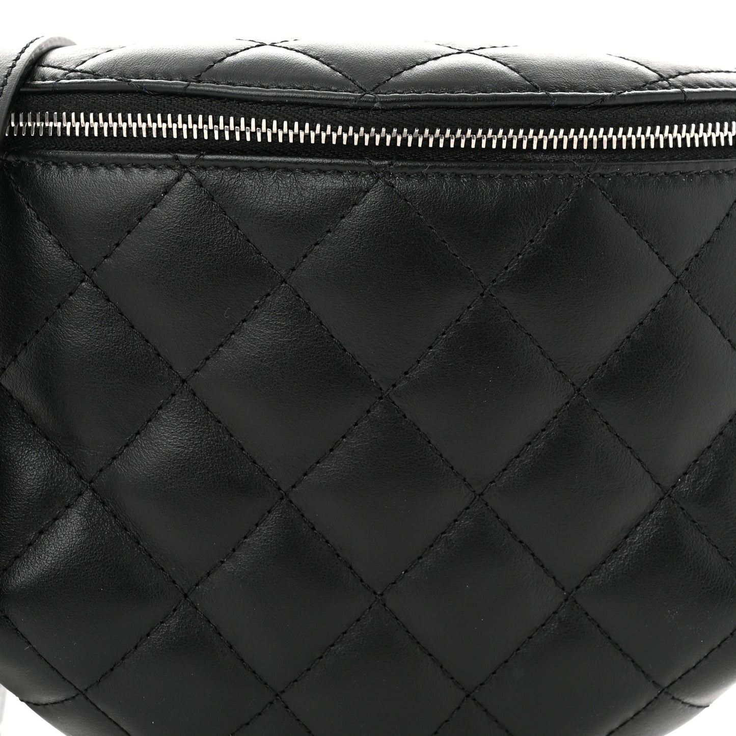 Calfskin Quilted Waist Belt Bag Black