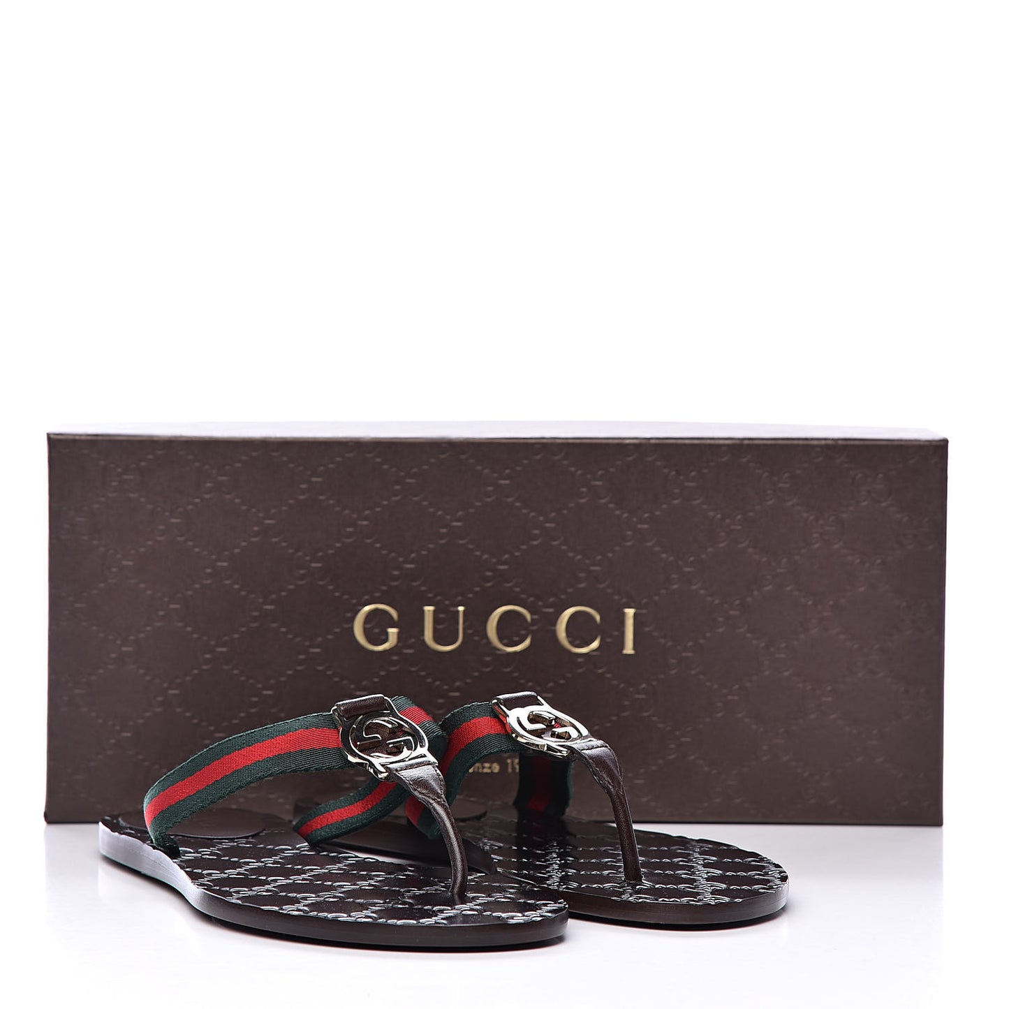 Nylon Guccissima Web Womens Thong Sandals 35.5 Green Red Black