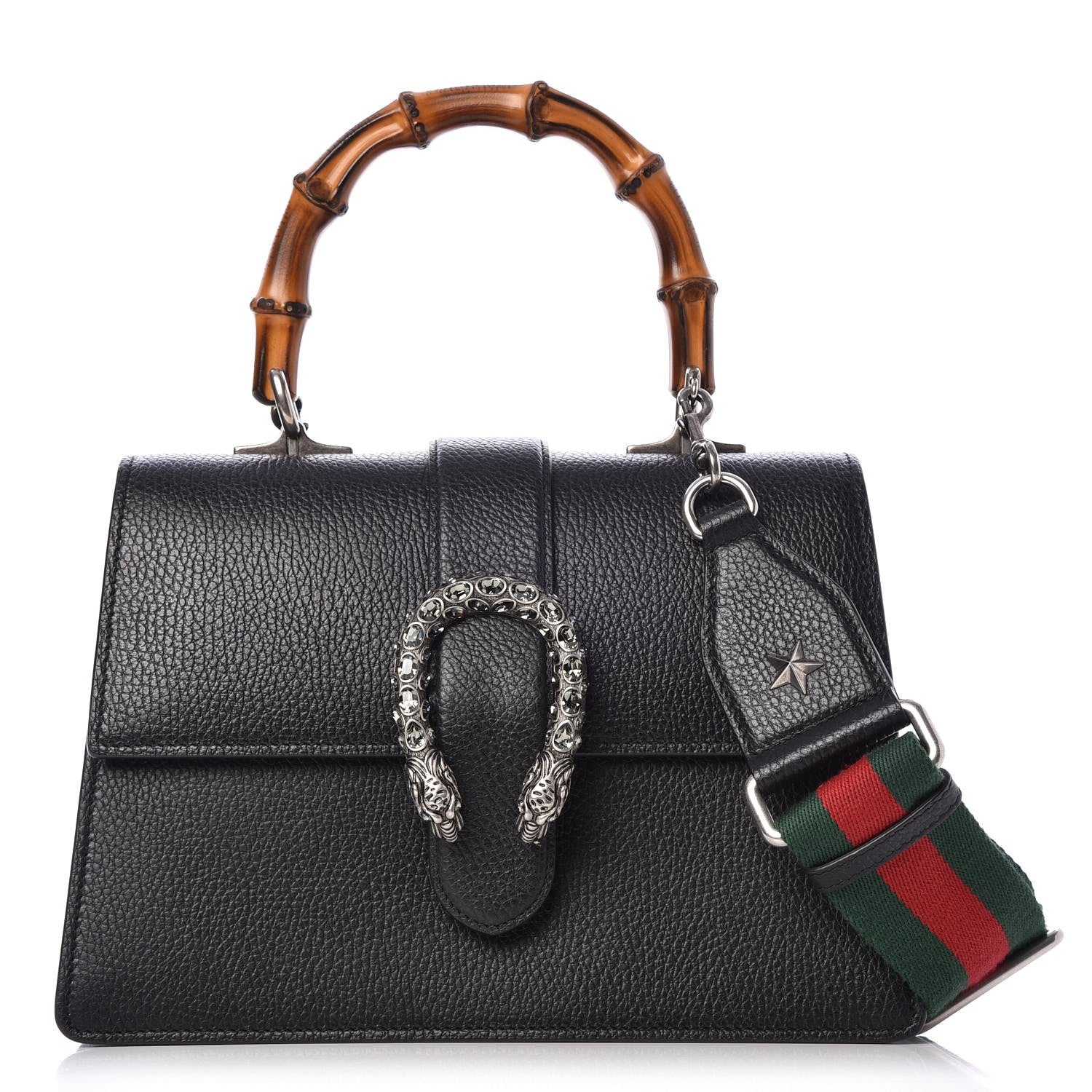 Gucci Dollar Calfskin Crystal Web Medium Dionysus Bamboo Top Handle Bag Black Black Diamond 1 of 7