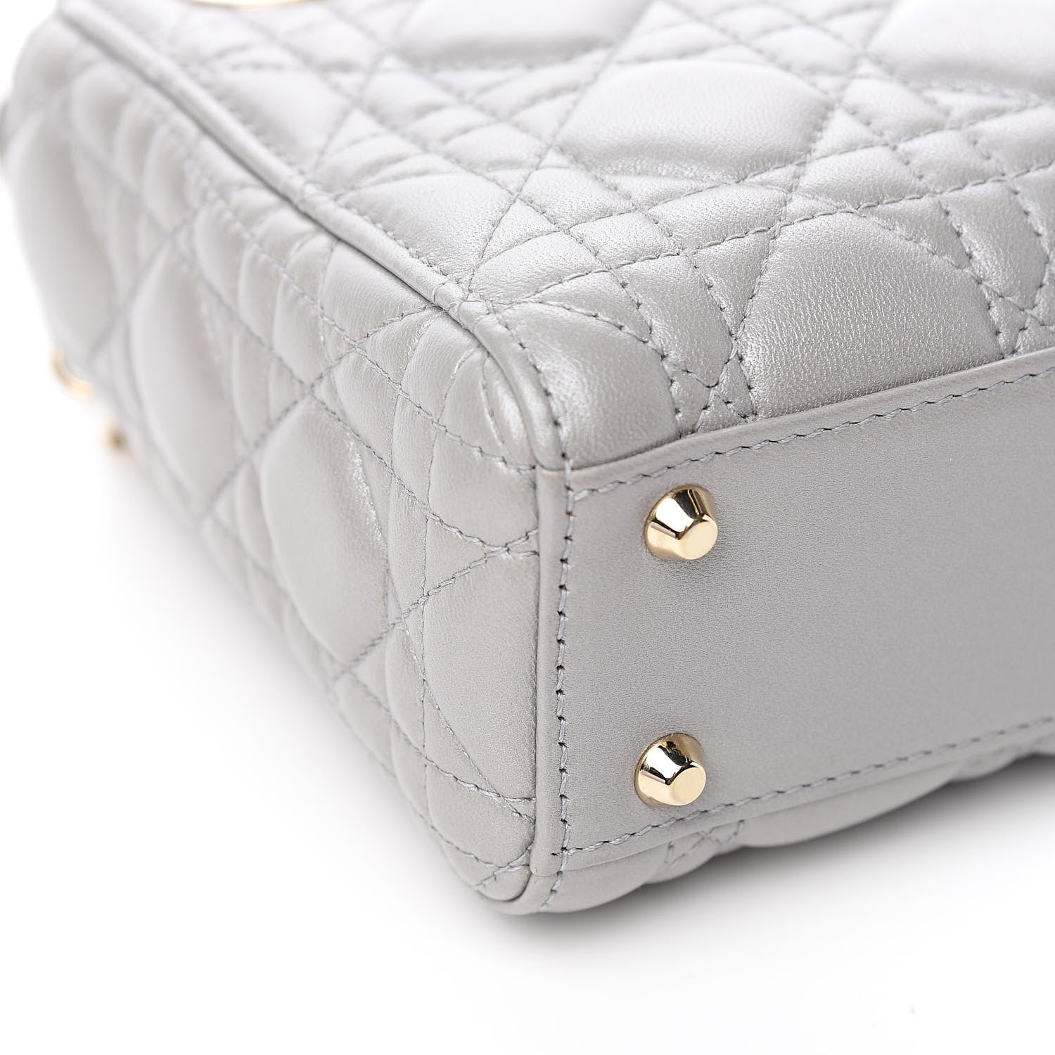 Christian Dior Metallic Lambskin Cannage Mini Lady Dior Grey 8 of 10