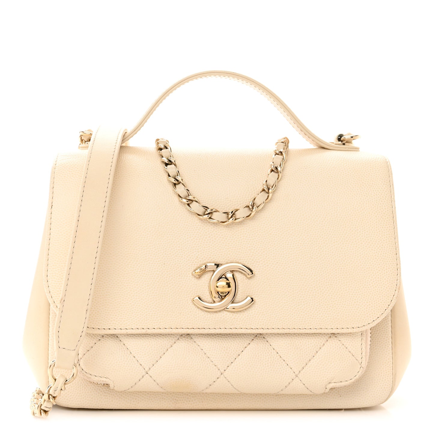 Caviar Quilted Small Business Affinity Flap White