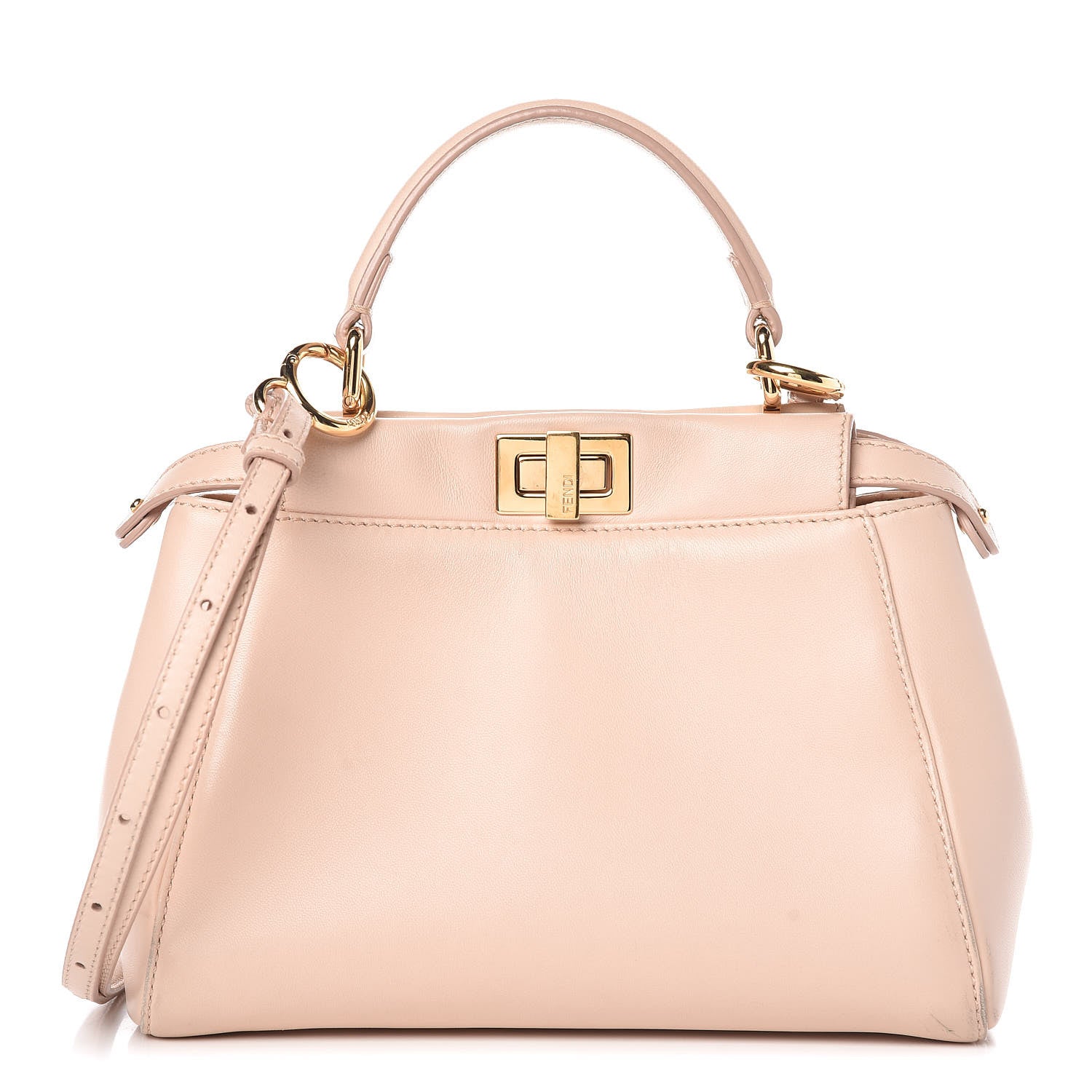 Fendi Nappa Mini Peekaboo Iconic Satchel Rosa Plaster 1 of 10