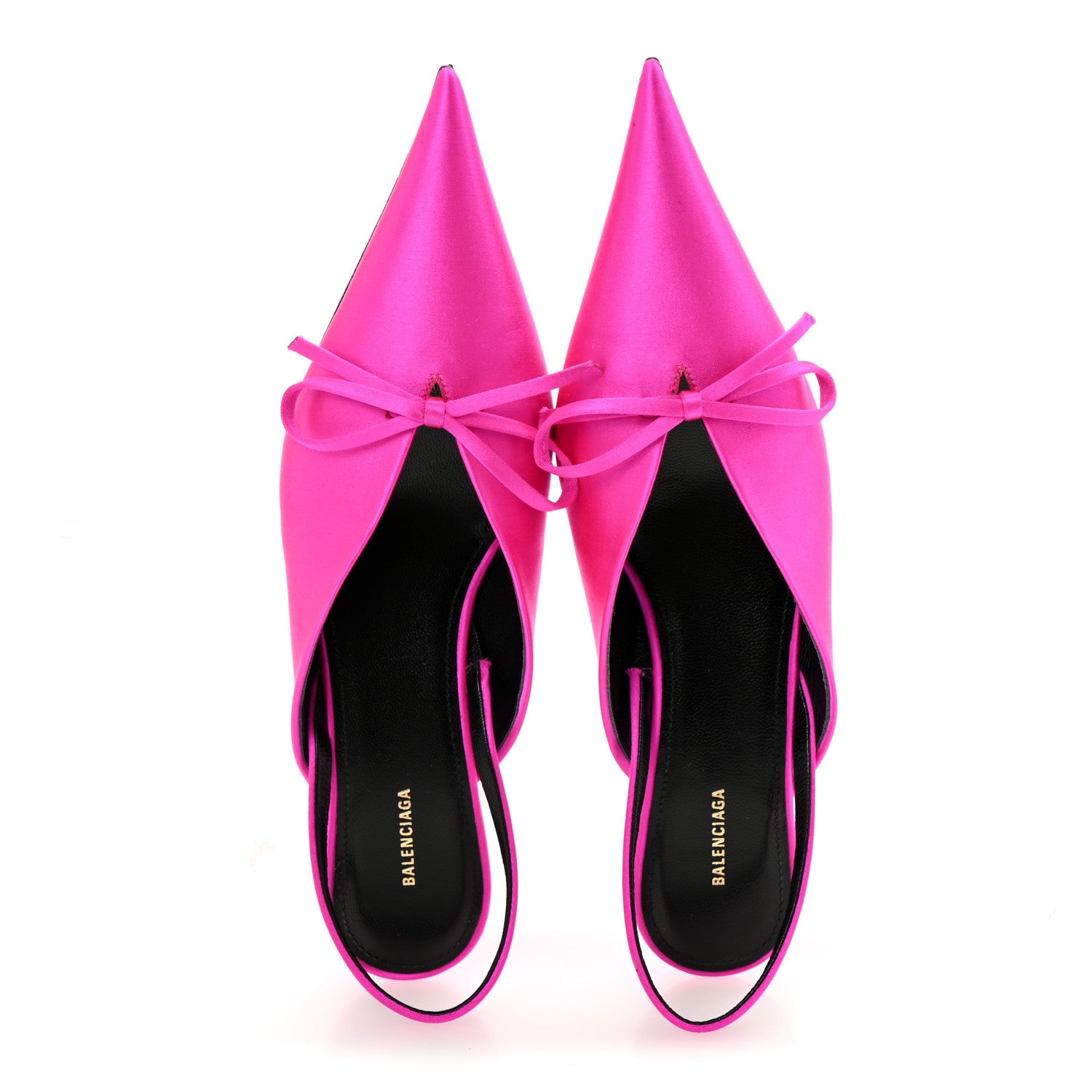 Balenciaga Satin Pointed Toe Knife Slingback 40mm Mules 35 Rose Fuchsia 2 of 10