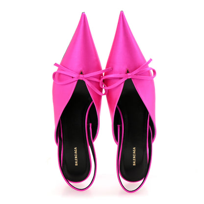 Balenciaga Satin Pointed Toe Knife Slingback 40mm Mules 35 Rose Fuchsia 2 of 10