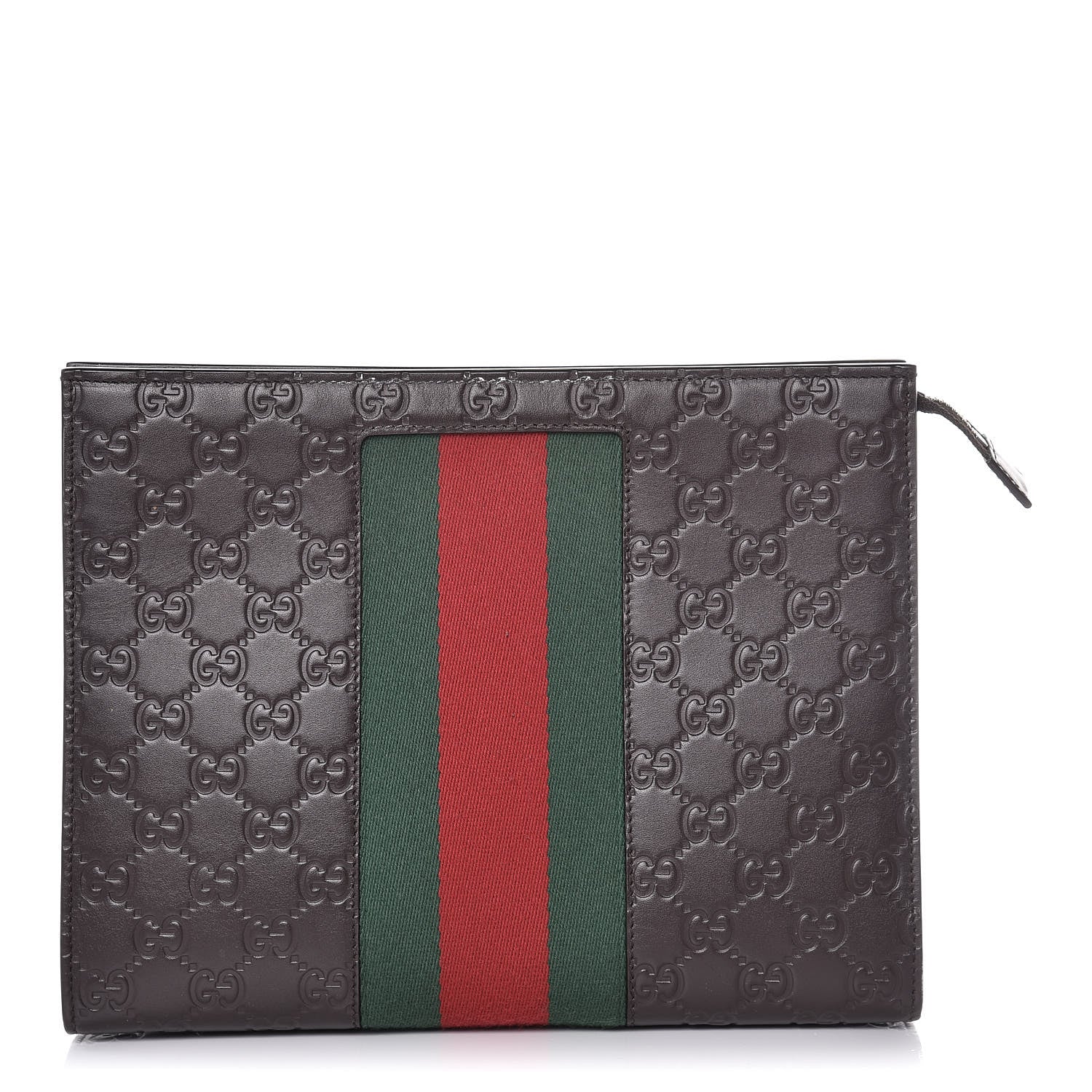 Gucci Guccissima Signature Web New Web Cosmetic Case Chocolate 1 of 9