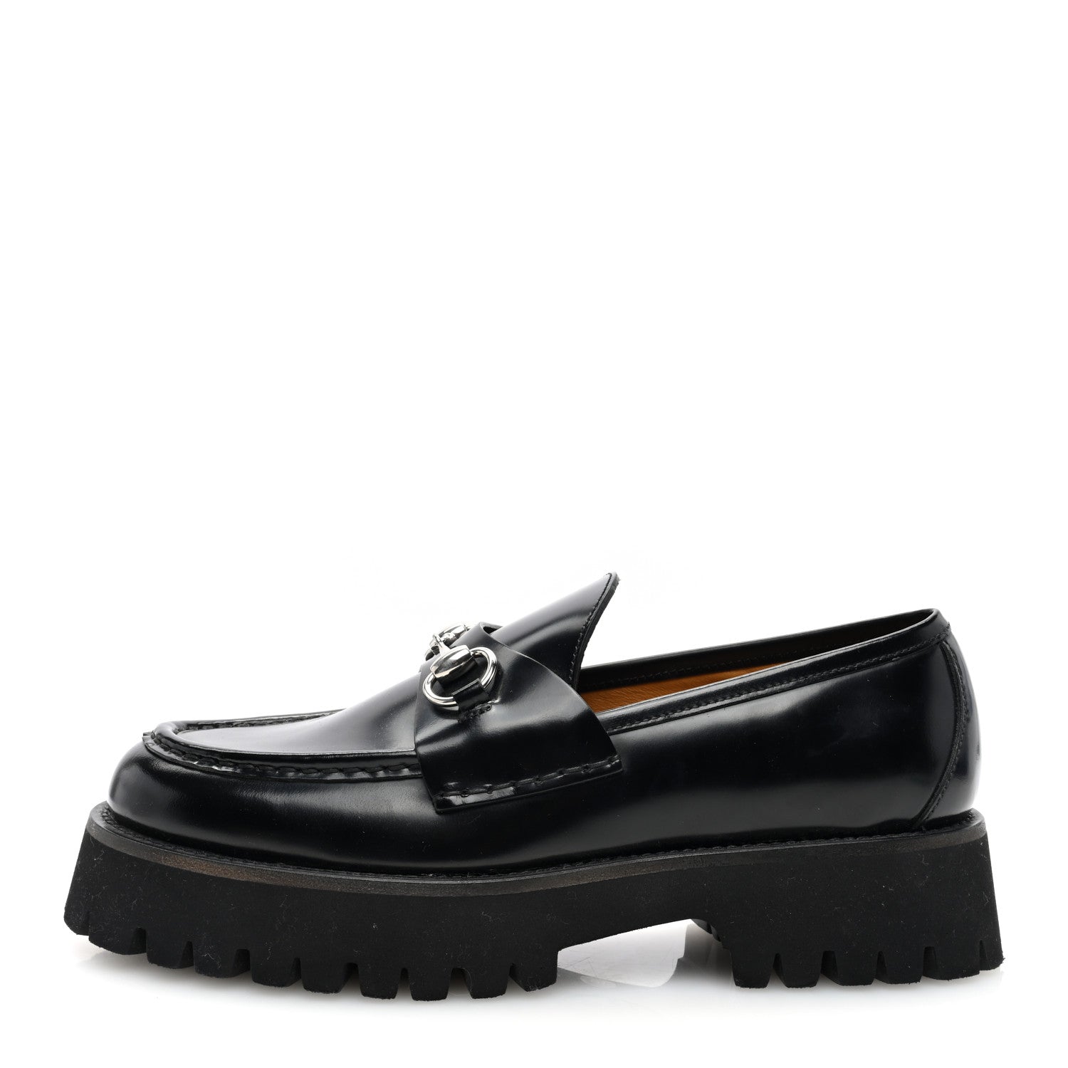 Gucci Cordovan Lux Womens Horsebit 45mm Platform Loafers 39 Black 1 of 8