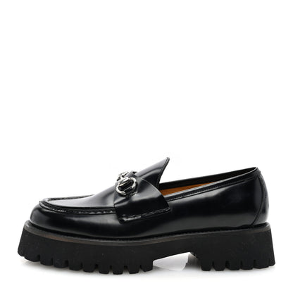 Gucci Cordovan Lux Womens Horsebit 45mm Platform Loafers 39 Black 1 of 8