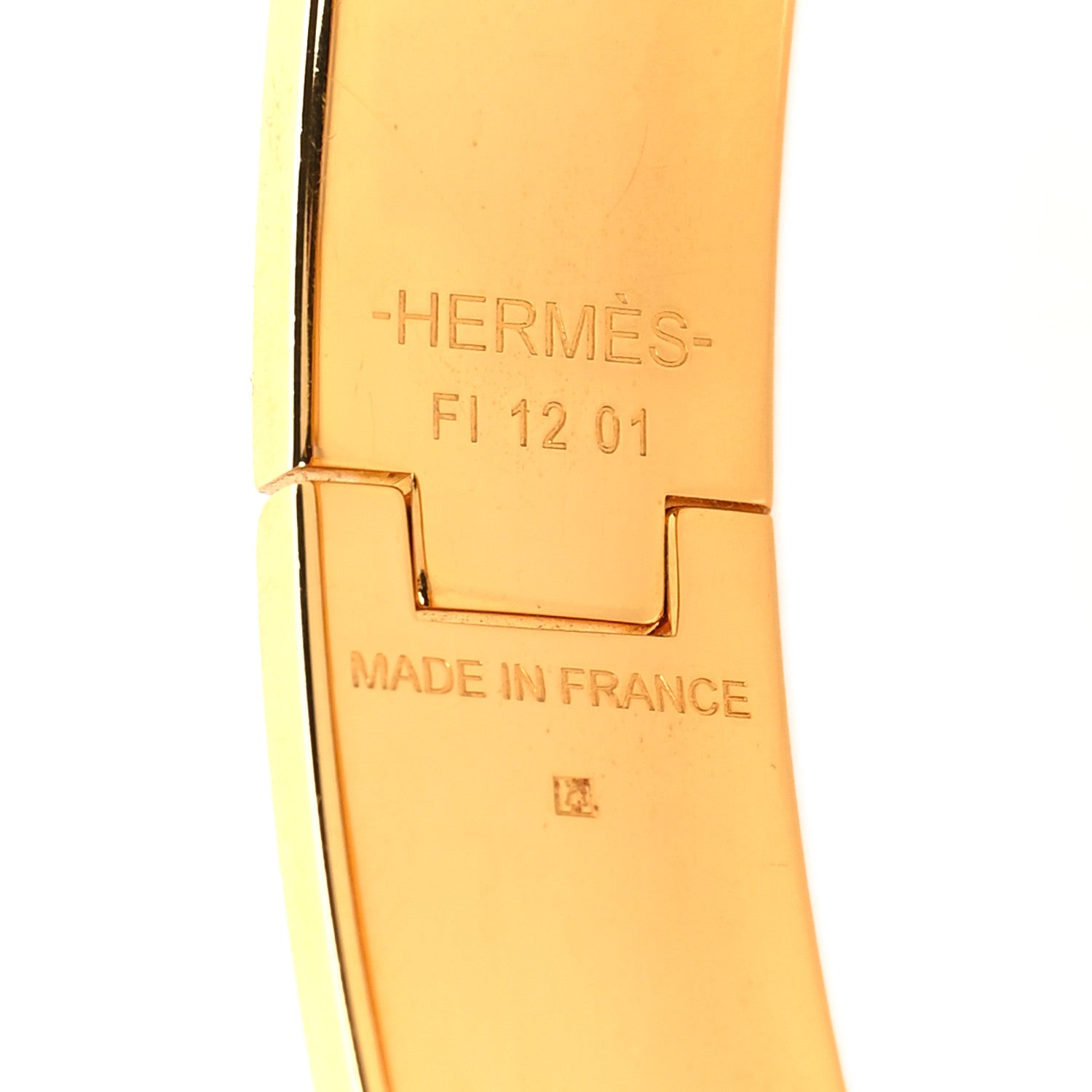 Hermes Enamel Printed Quadrige Au Fil Narrow Clic Clac H Bracelet PM Orfevre Jaune Or Blanc 4 of 4