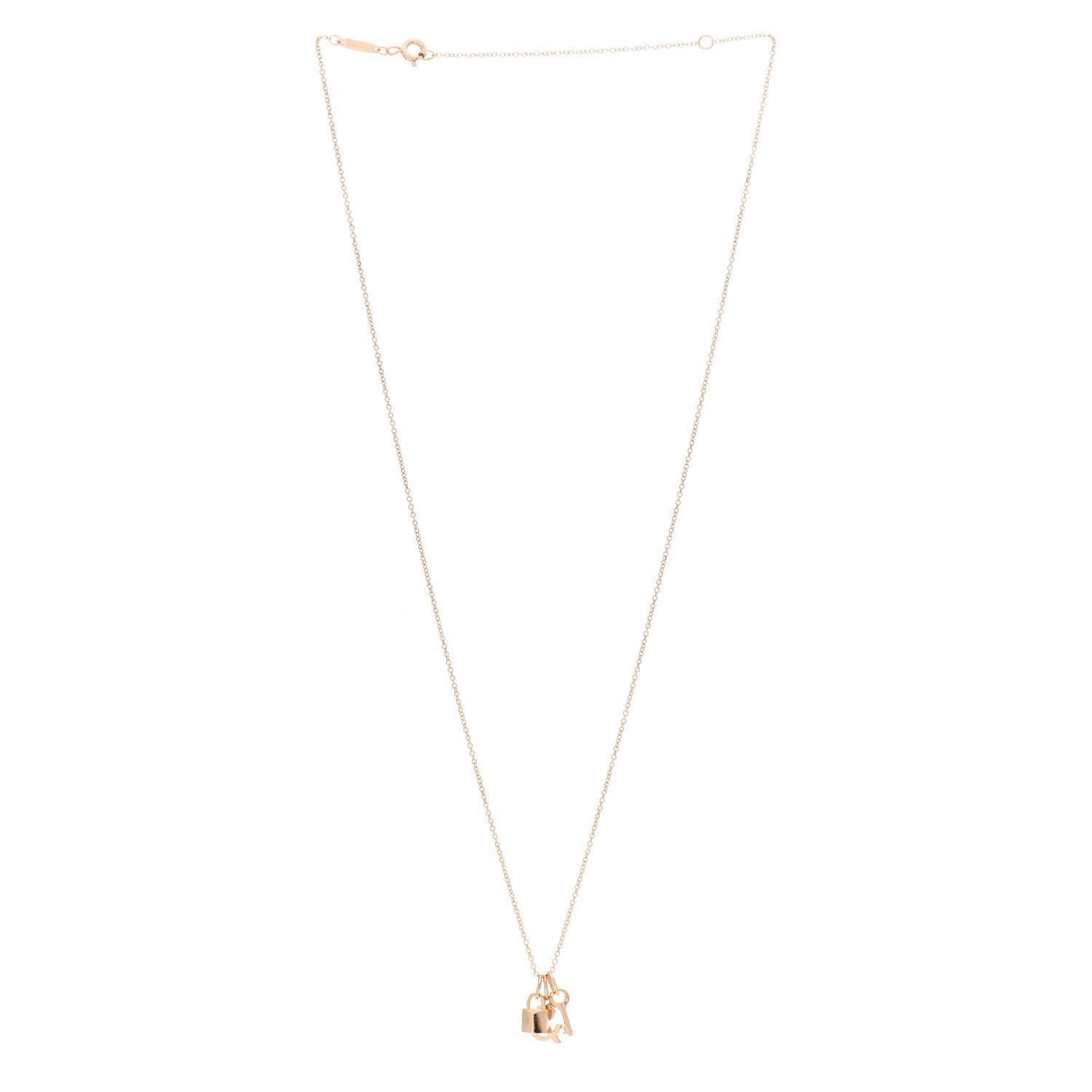 Tiffany 18K Rose Gold Lock and Key Pendant Necklace 3 of 5