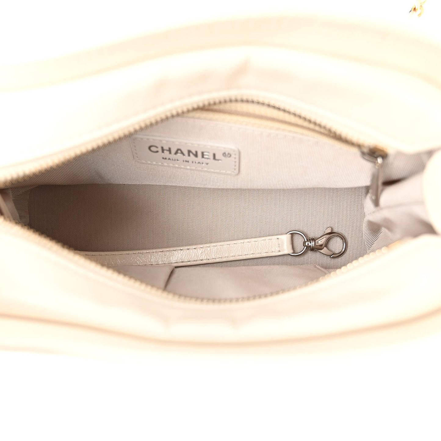 Tweed Calfskin Quilted Small Gabrielle Hobo Beige Ivory