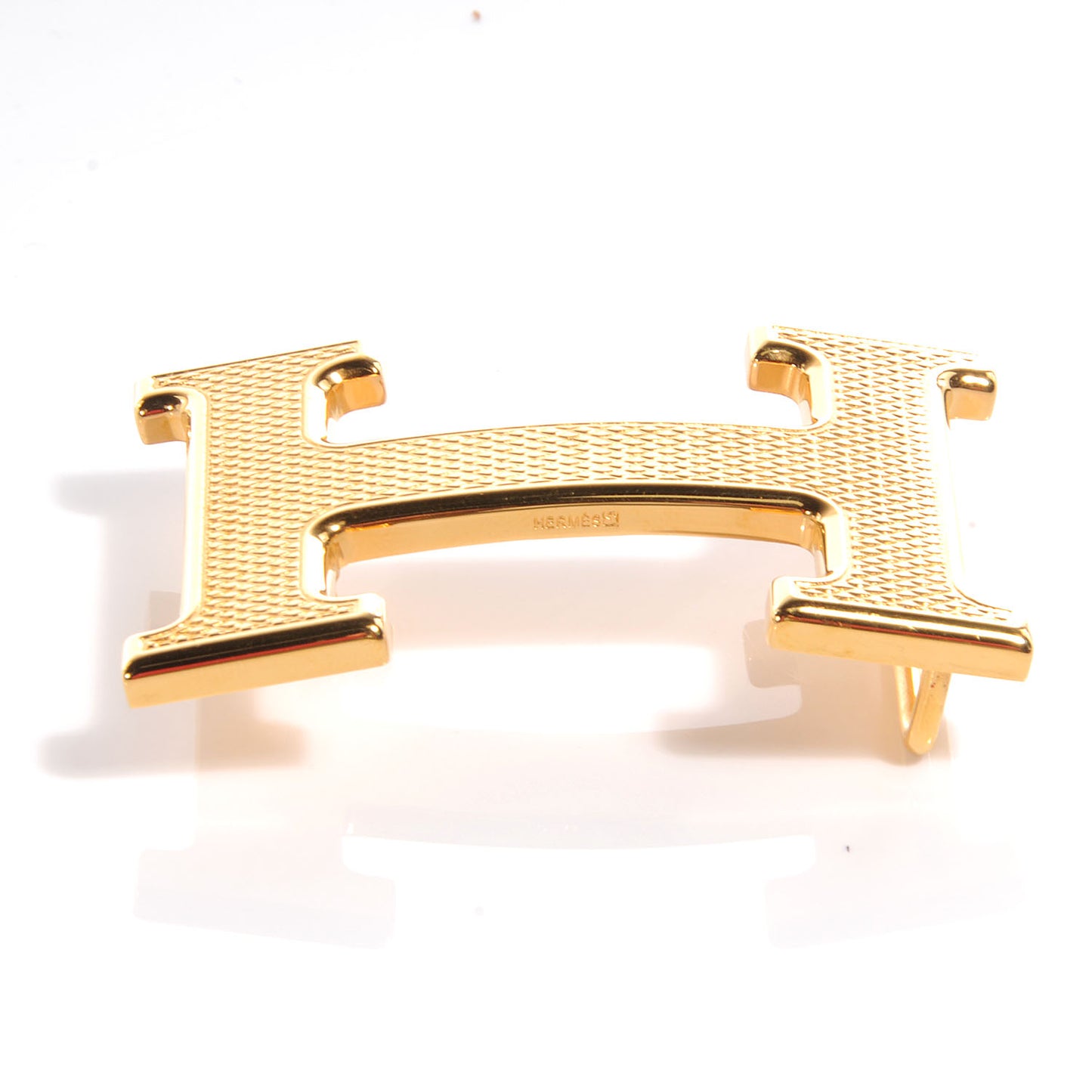 Guilloche H Belt Buckle Gold