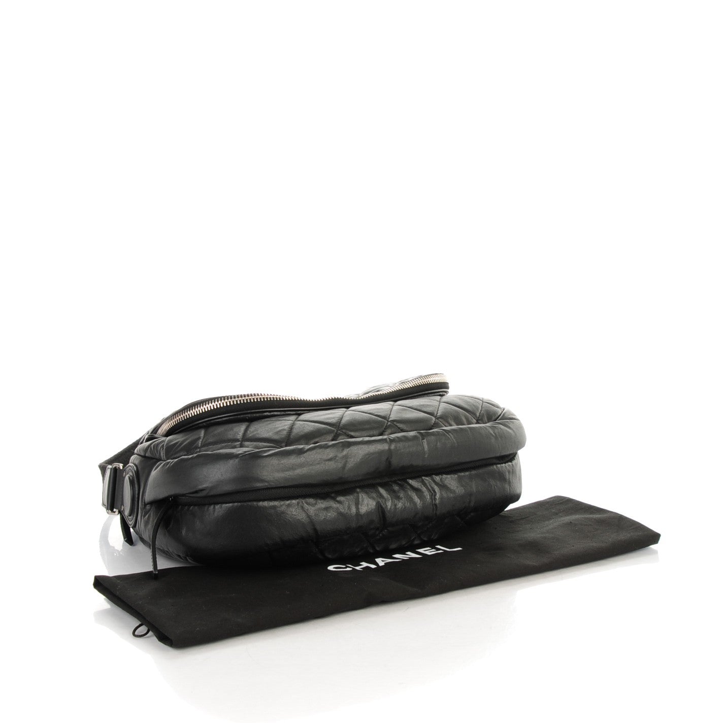 Coated Canvas Quilted Expandable Messenger Black