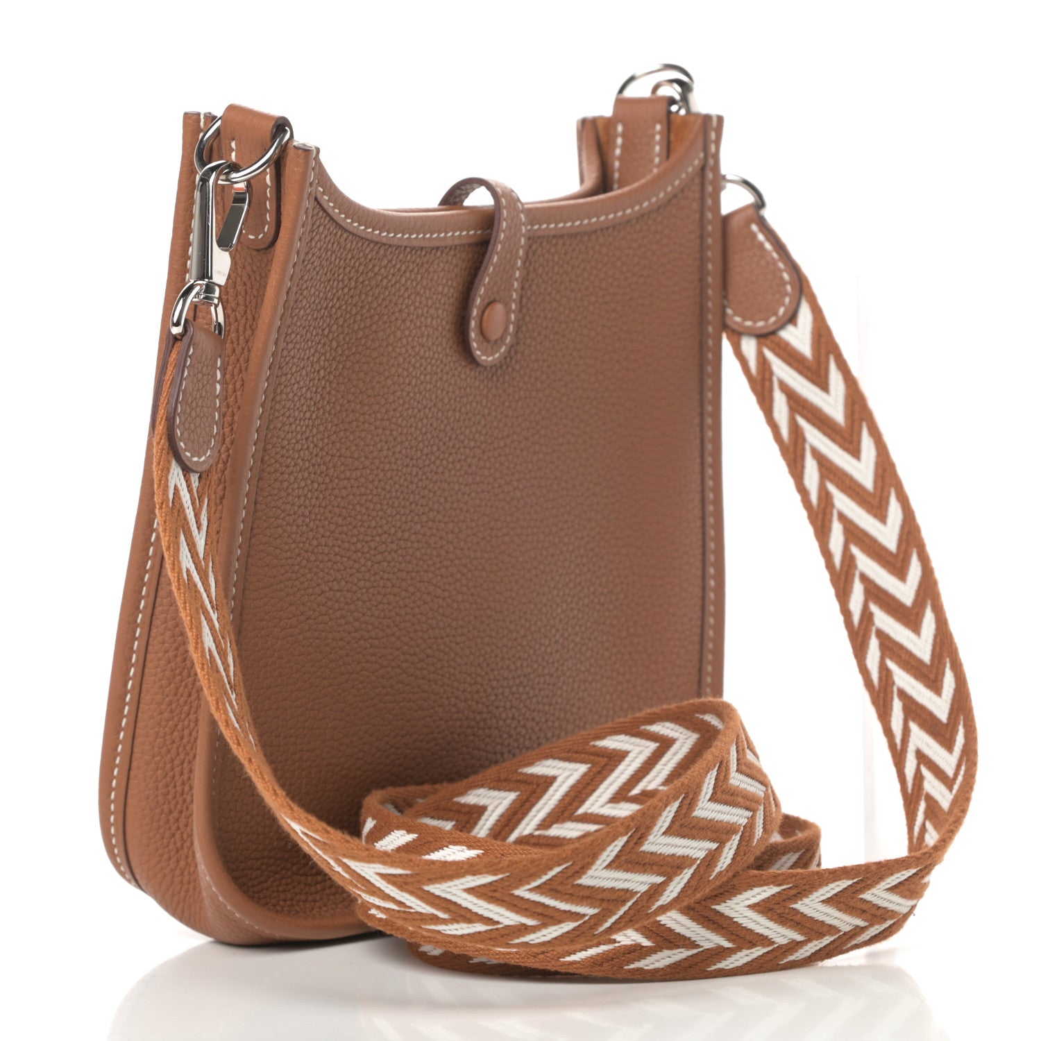Hermes Taurillon Clemence Allegro Evelyne TPM Gold Cornaline White 3 of 11