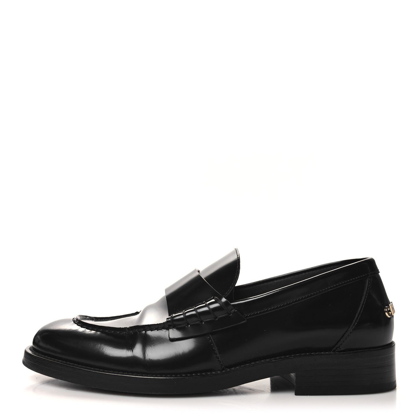 Shiny Calfskin Logo Loafers 38 Black