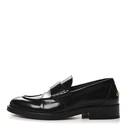 Chanel Shiny Calfskin Logo Loafers 38 Black 1 of 10