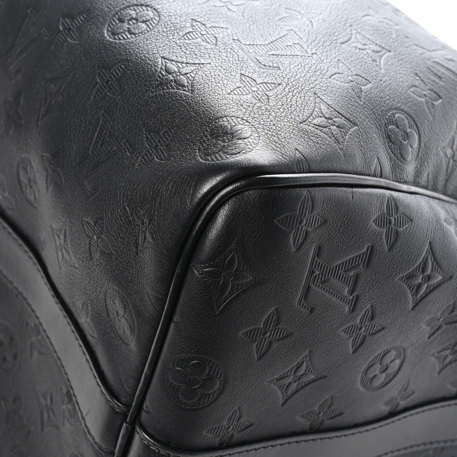 Louis Vuitton Calfskin Shadow Monogram Keepall Bandouliere 50 Black 8 of 10