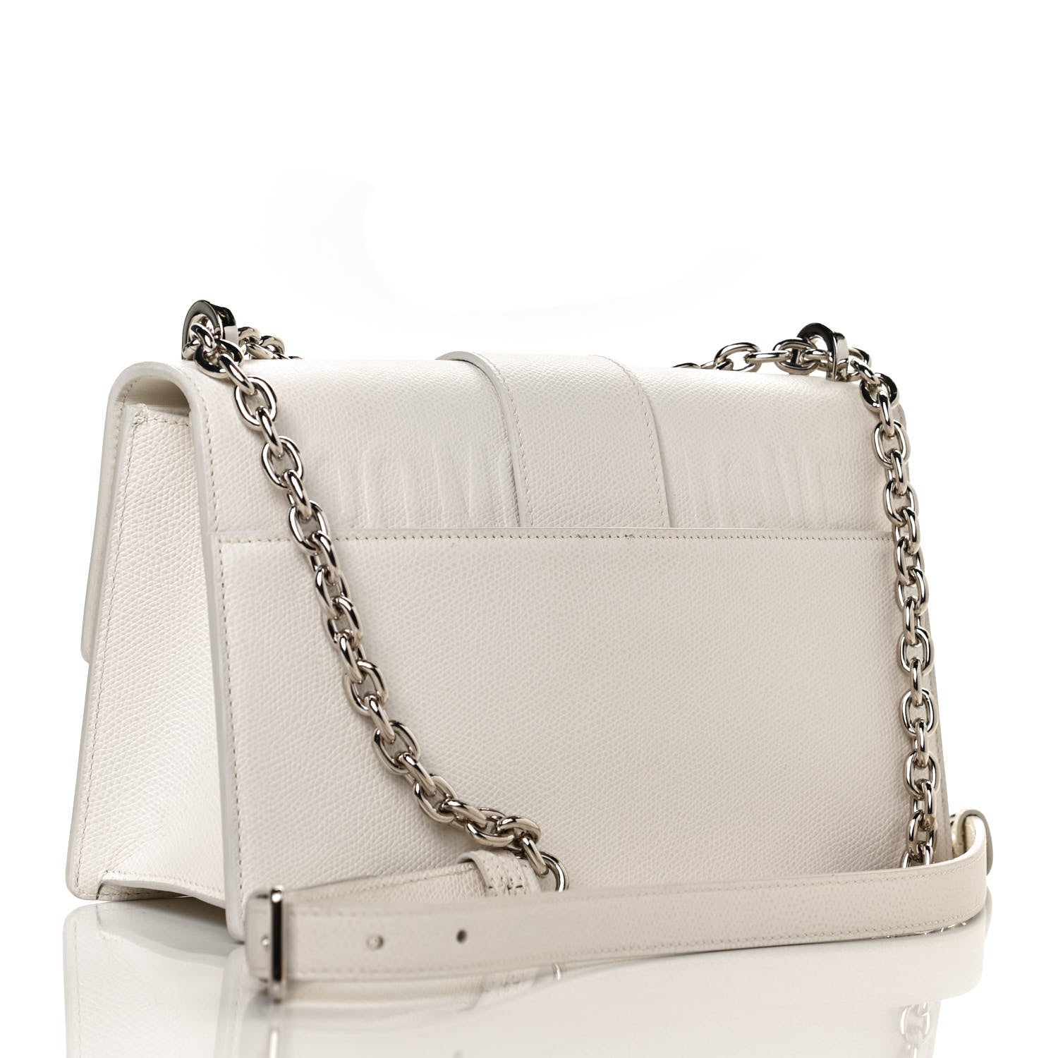 Christian Dior Grained Calfskin 30 Montaigne Chain Flap Bag White 3 of 13