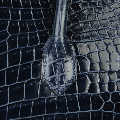 Hermes Shiny Porosus Crocodile Birkin 35 Bleu Abysse 25 of 27