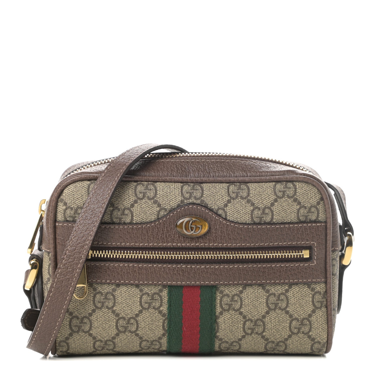Gucci GG Supreme Monogram Web Mini Ophidia Shoulder Bag Brown 1 of 11