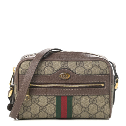 Gucci GG Supreme Monogram Web Mini Ophidia Shoulder Bag Brown 1 of 11