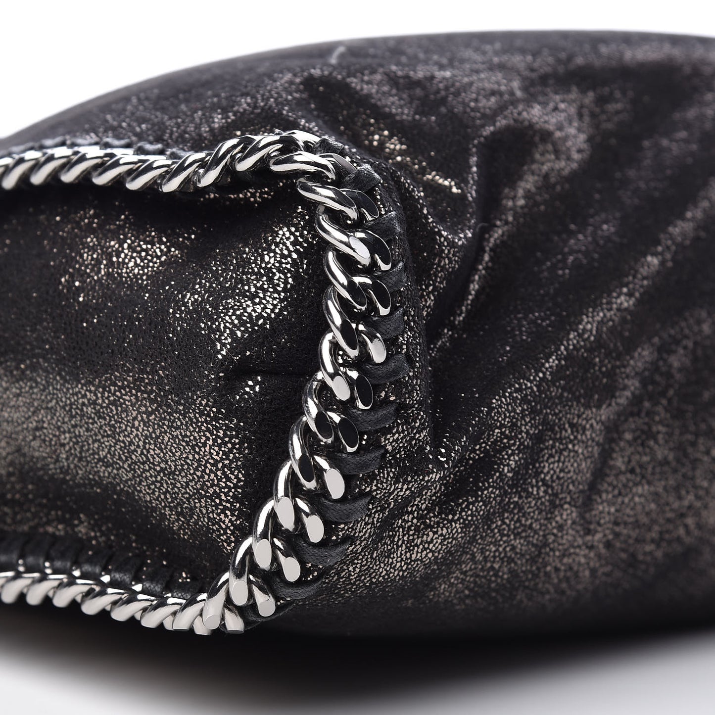 Chamois Shiny Dotted Falabella Fold Over Tote Ruthenium
