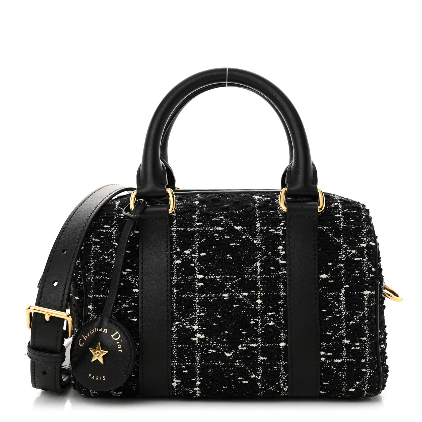Tweed Cannage Groove 20 Bag Black White