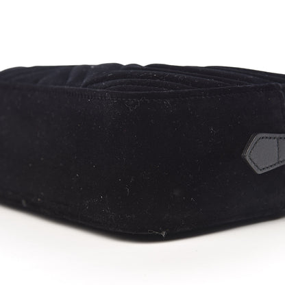 Gucci Velvet Matelasse Small GG Marmont Chain Shoulder Bag Black 9 of 10