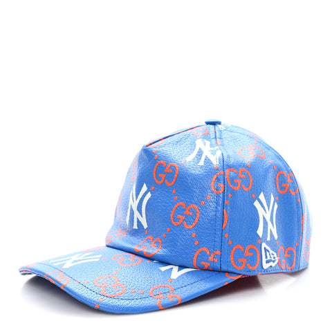 X MLB Calfskin Stampato 3D GG Monogram NY Yankees Baseball Hat M Blue