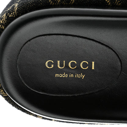 Gucci Jacquard Black Denim GG Monogram Angelina Platform 55mm Slide Sandals 41 Black Ivory 8 of 9