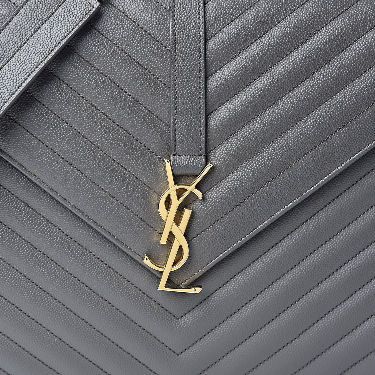 Saint Laurent Grain De Poudre Matelasse Chevron Large Monogram Satchel Earth 7 of 12