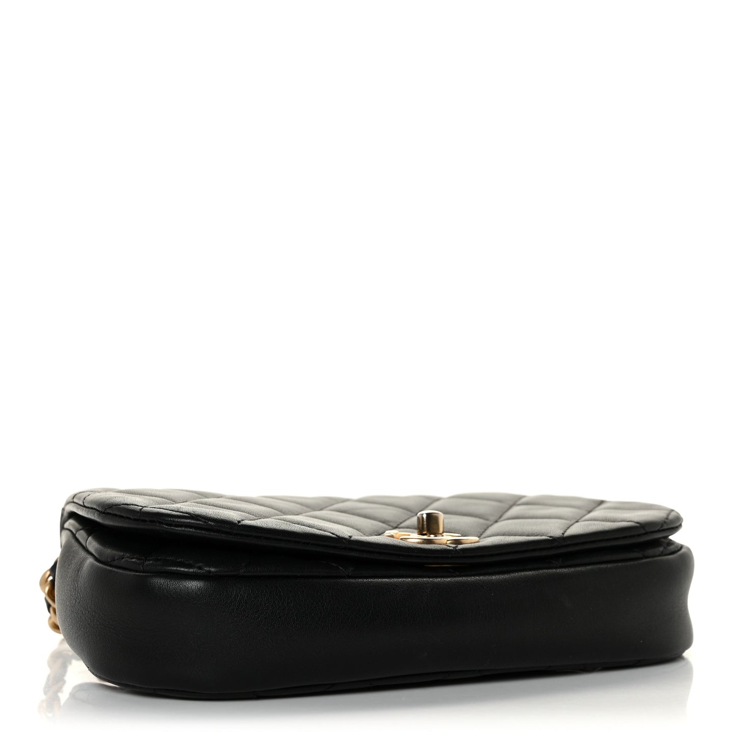 Calfskin Quilted Coco Mail Clutch With Chain Black